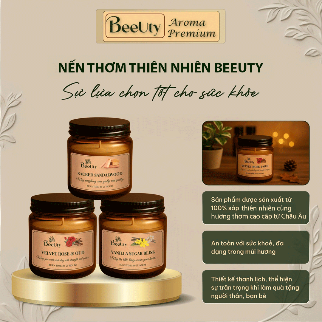Nến thơm BeeUty Velvet Rose & Oud – 100g